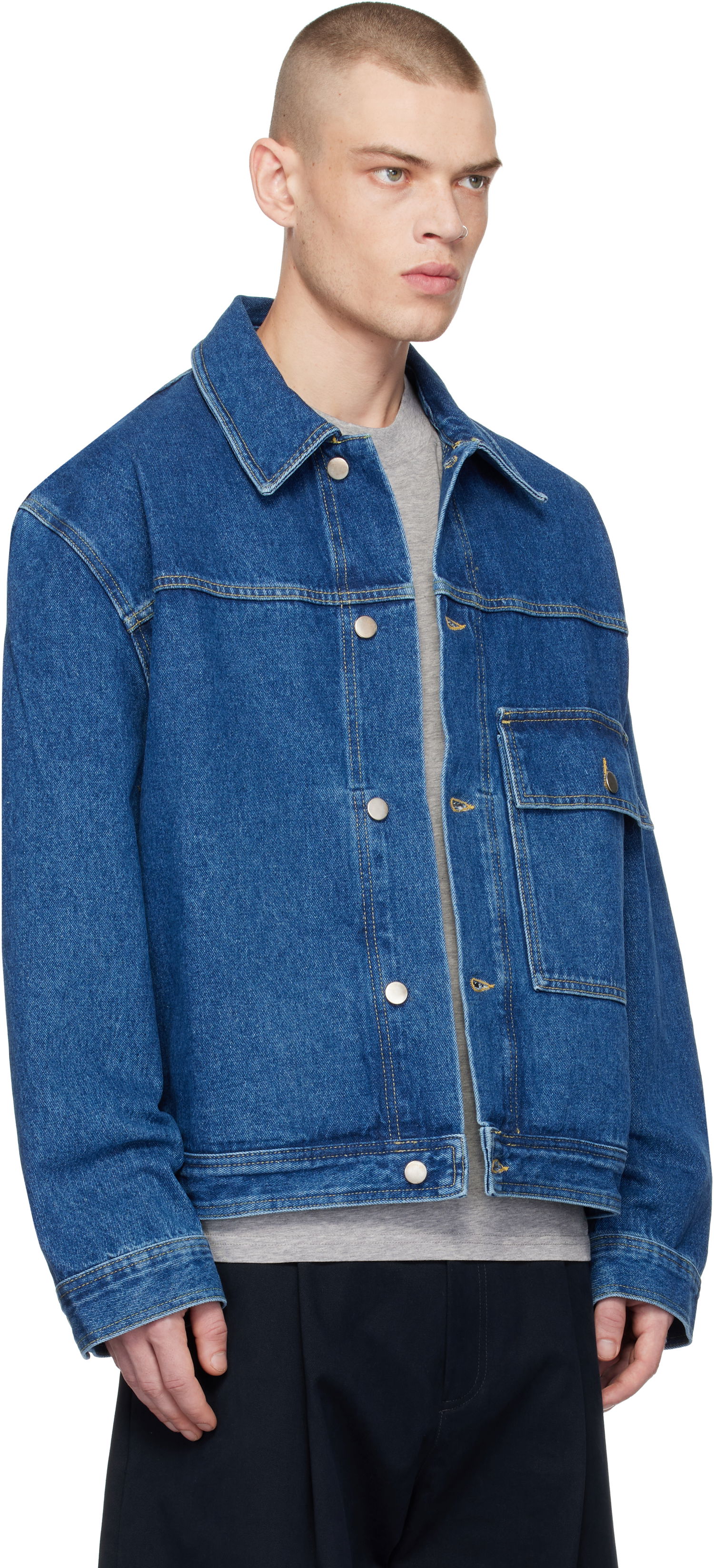 Jakke Studio Nicholson Studio Nicholson Petar Denim Jacket Blå | PETAR SNM-1079, 1