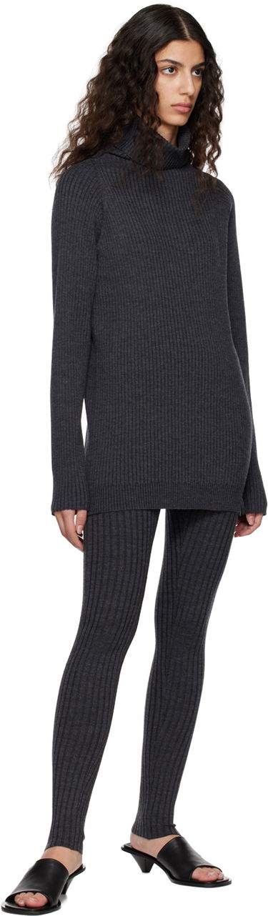 Leggings TOTEME TOTEME High-Rise Ribbed Knit Leggings Grå | 231-2003-321, 3