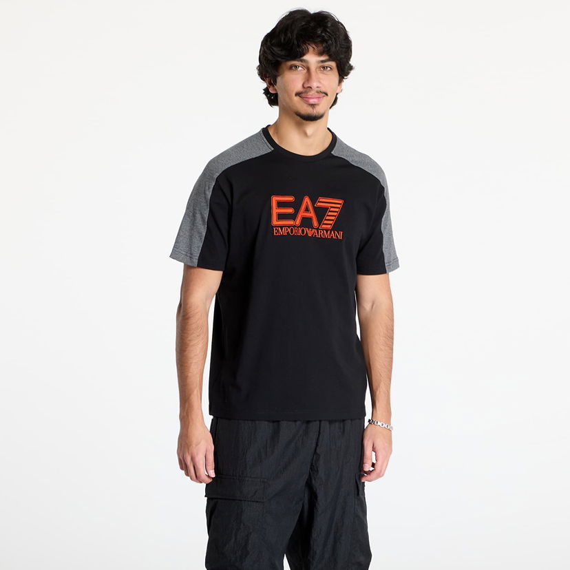 T-shirt Emporio Armani Black T-Shirt With Orange Logo Print Sort | 6DPT03PJOHZ1200