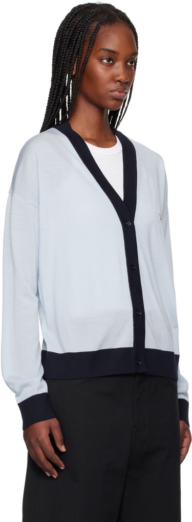Sweater MAISON KITSUNÉ Maison Kitsuné Bi-Color Comfort Cardigan with Fox Patch Blå | OW00516KT1136, 1