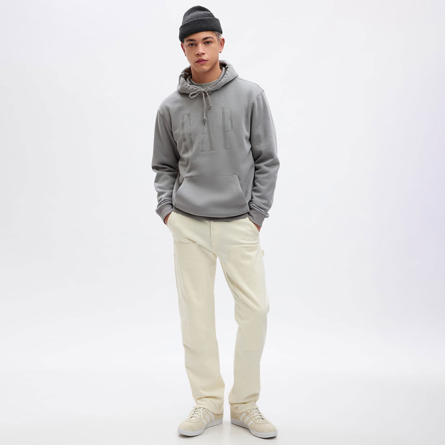 Sweatshirt GAP Shine Logo Hoodie Pilot Grey Grå | 829192-02, 0