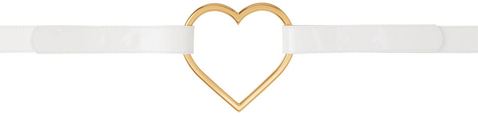 Bælter Blumarine Heart Buckle Leather Belt Hvid | P322W145A, 0