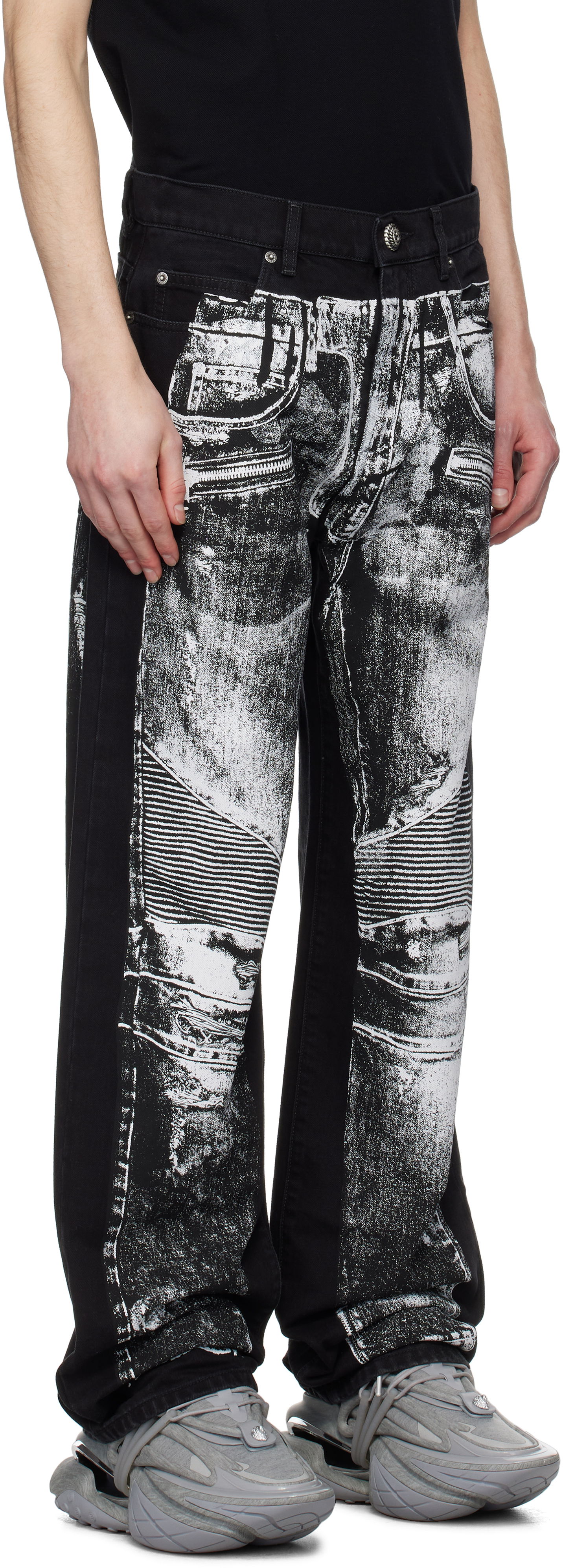 Jeans Balmain Balmain Loose-Fit Biker Print Jeans Sort | EH1ML155DF52, 1