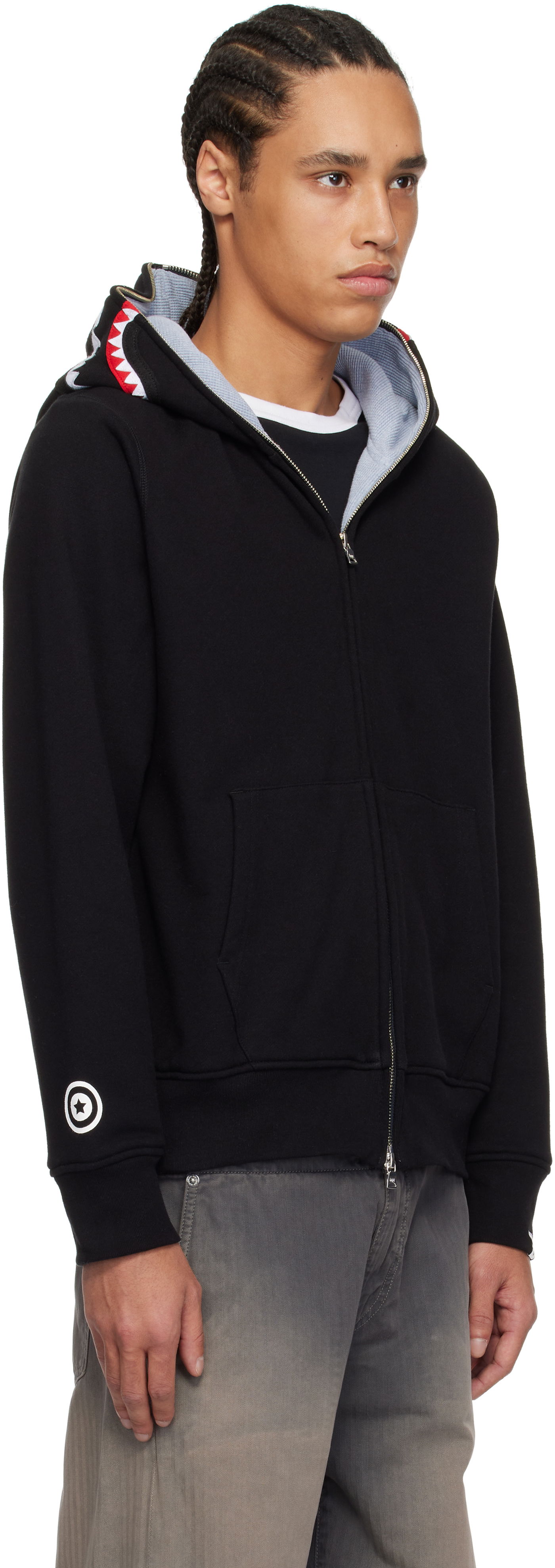 Sweatshirt BAPE A Bathing Ape 2nd Shark Full Zip Hoodie Sort | 001ZPK701006M, 1