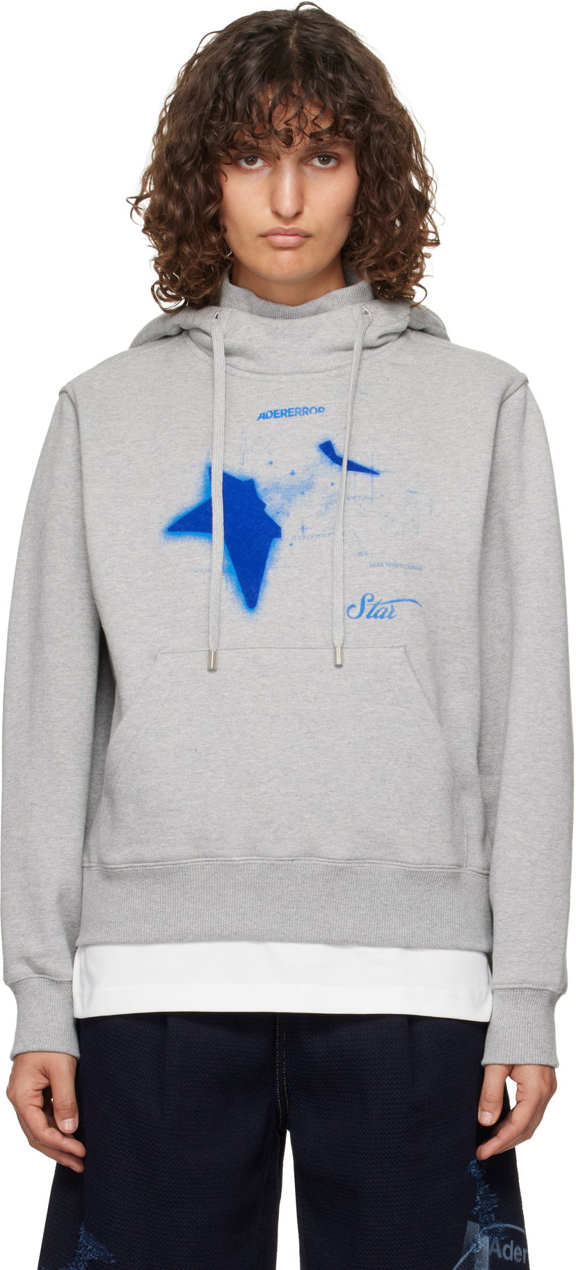 Sweatshirt ADER ERROR Star Print Hoodie Grå | BN01FWHD0103GR