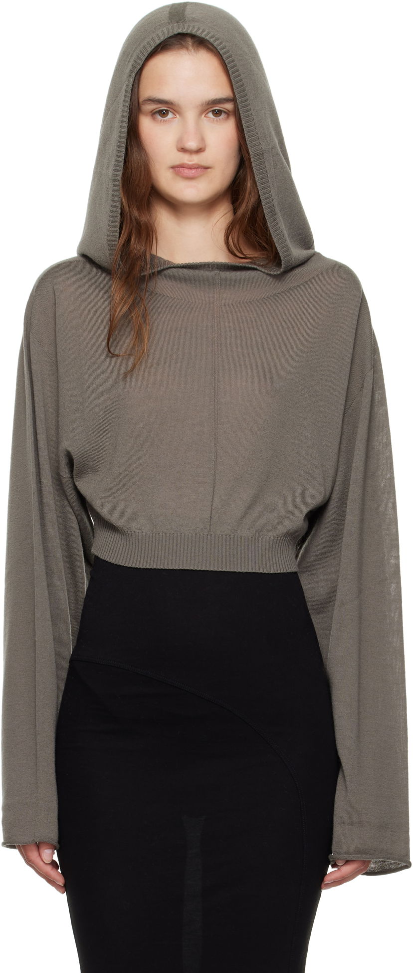 Sweatshirt Rick Owens Rick Owens Cropped Hooded Tunic Grå | RP02E4632 M