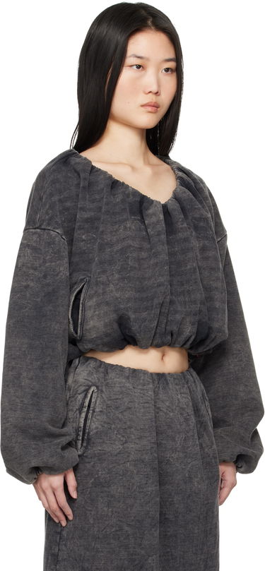 Sweatshirt Diesel Cropped Gathered Sweatshirt Sort | A17074 0EGBV, 1