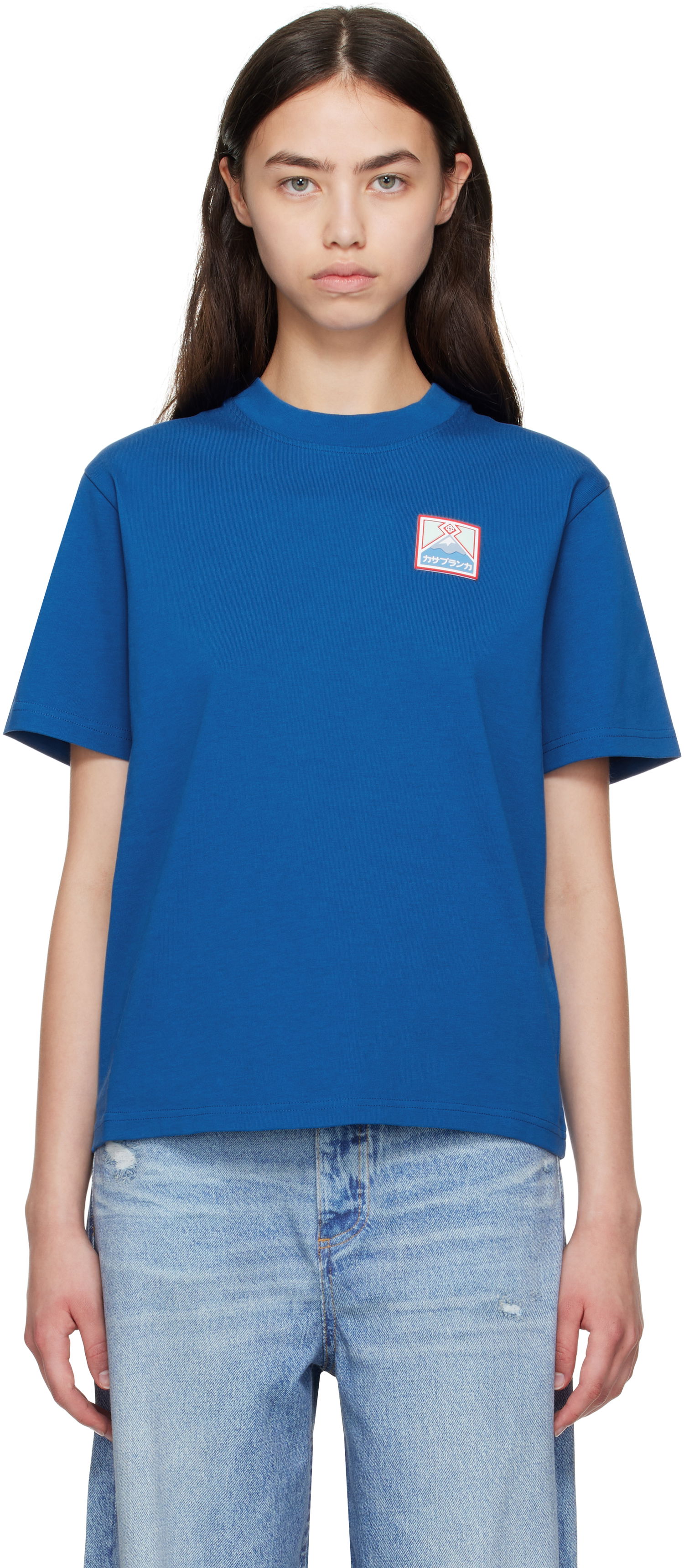 T-shirt Casablanca Casablanca Mount Fuji Rubber Patch T-Shirt Blå | WPF25-JTS-046-04, 0