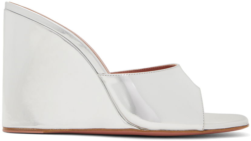 Tilbehør Amina Muaddi Amina Muaddi Lupita Wedge Heeled Sandals Metalisk | LUPITA WEDGE WEDGE MIRROR