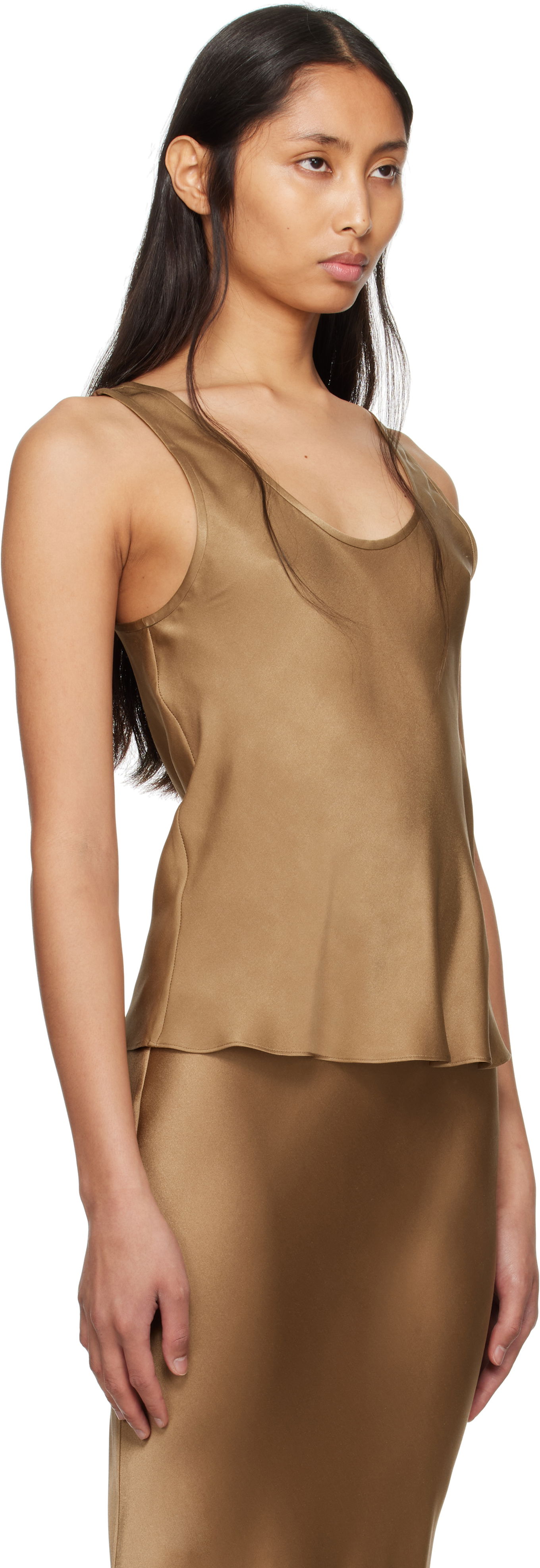 Tanktop Anine Bing ANINE BING Lea Silk Tank Top Brun | A-07-0839-DKG22, 1