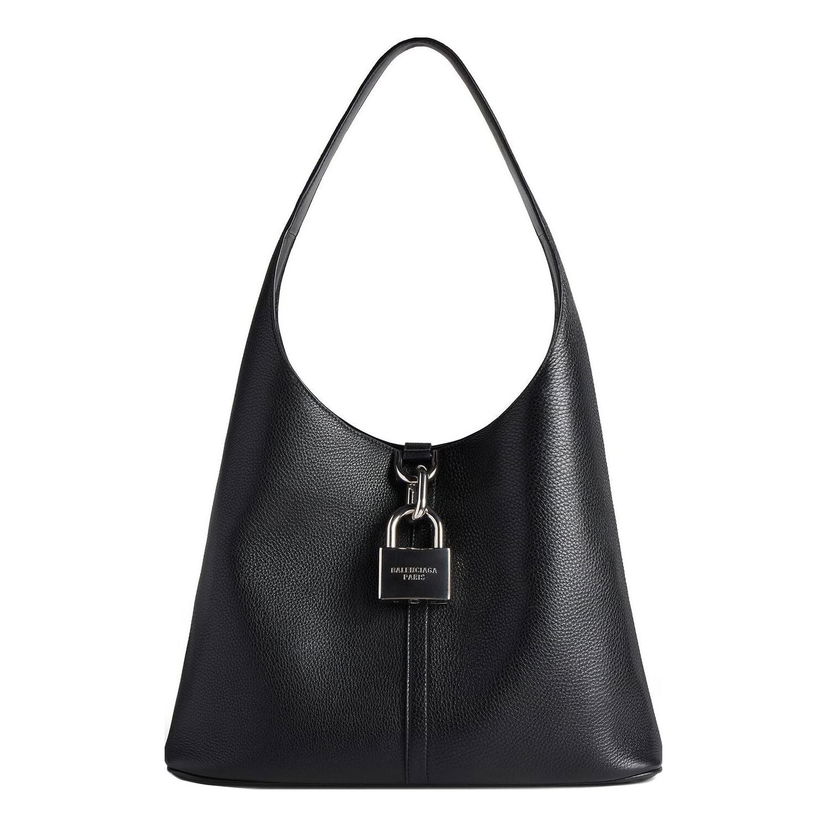 Skuldertaske Balenciaga Balenciaga Locker Medium Hobo Bag Sort | 7716362AAWC1000