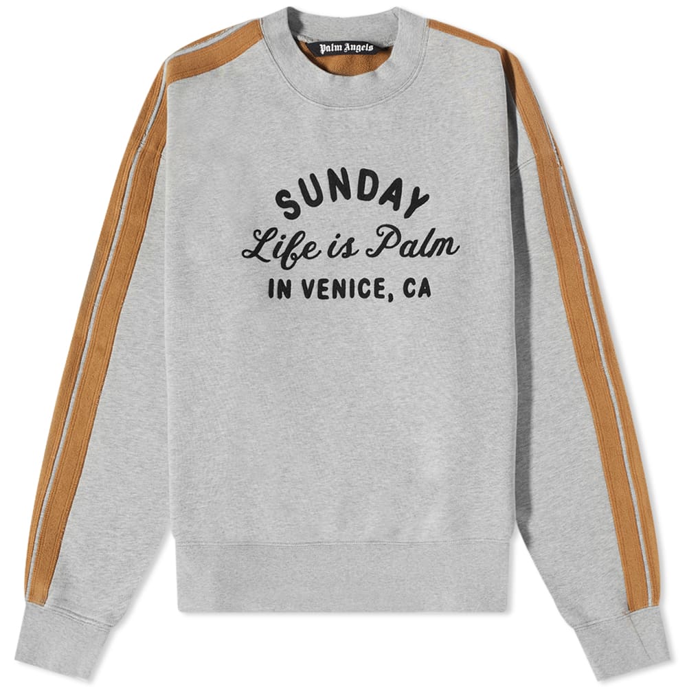 Sweater Palm Angels Sunday Life is Palm Taped Crewneck Grå | PMBA067F22FLE0010810, 0