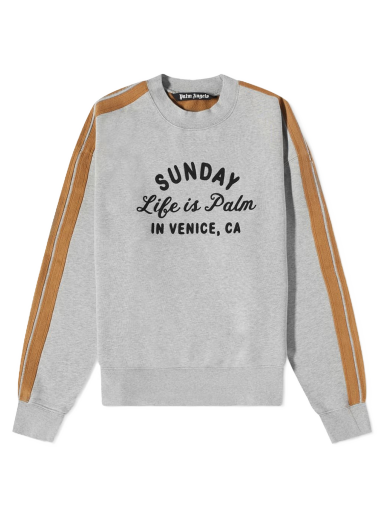 Sweater Palm Angels Sunday Life is Palm Taped Crewneck Grå | PMBA067F22FLE0010810