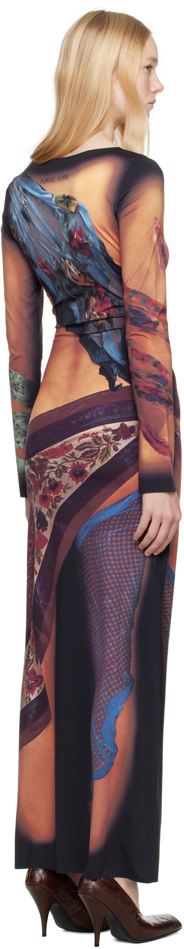 Kjole Marine Serre Marine Serre Recycled Draped Statue Jersey Maxi Dress Sort | WDR297A CJER0076, 2