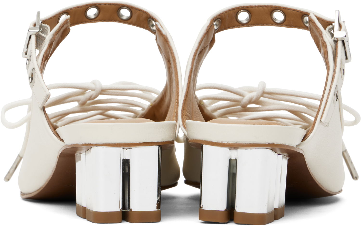 Sneakers og sko GANNI GANNI Lace-Up Mules Hvid | S2966, 1