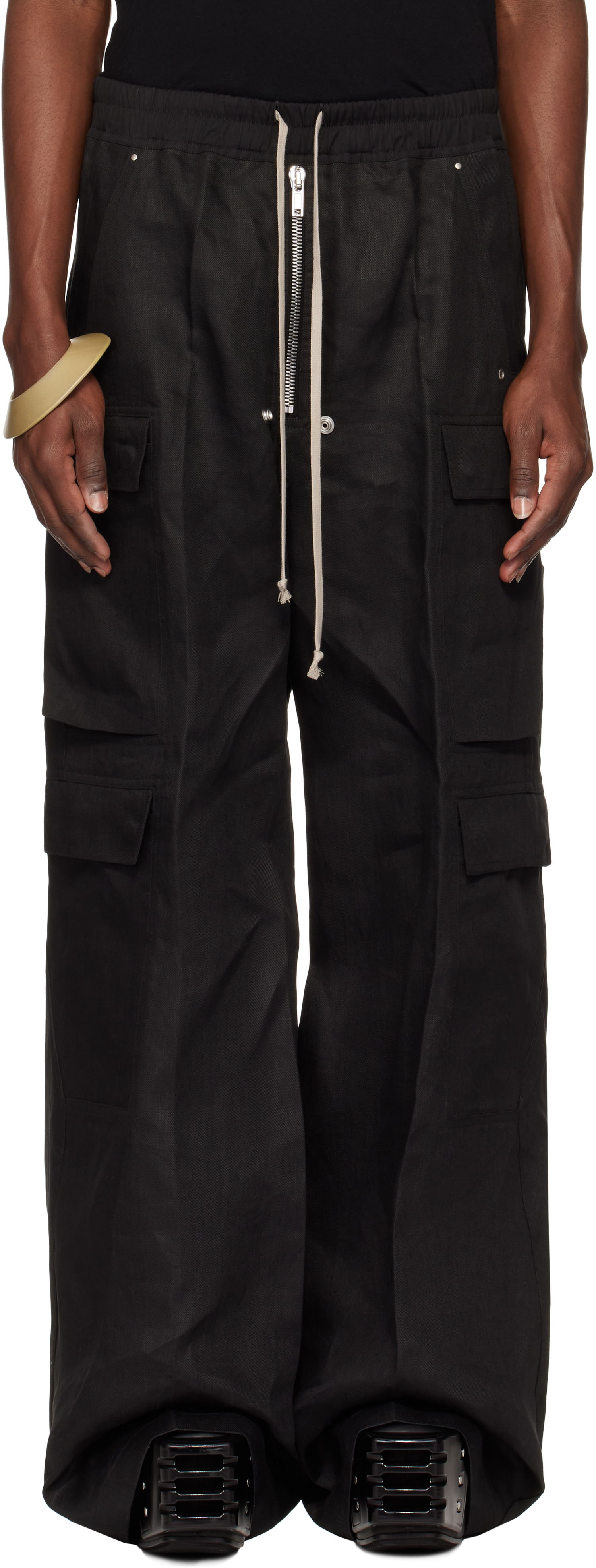 Cargo bukser Rick Owens Rick Owens Hollywood Cargobela Cargo Pants Sort | RU01E5339 TWL, 0