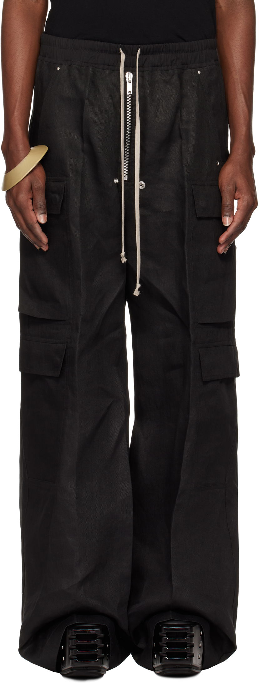 Cargo bukser Rick Owens Rick Owens Hollywood Cargobela Cargo Pants Sort | RU01E5339 TWL