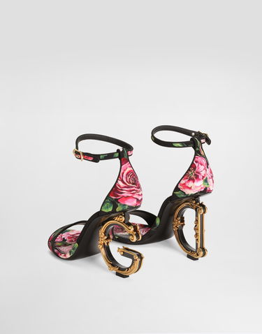 Tilbehør Dolce & Gabbana Dolce & Gabbana Baroque Dg Print Satin Sandals Flerfarvet | CR0739A6N77HN5JA, 2
