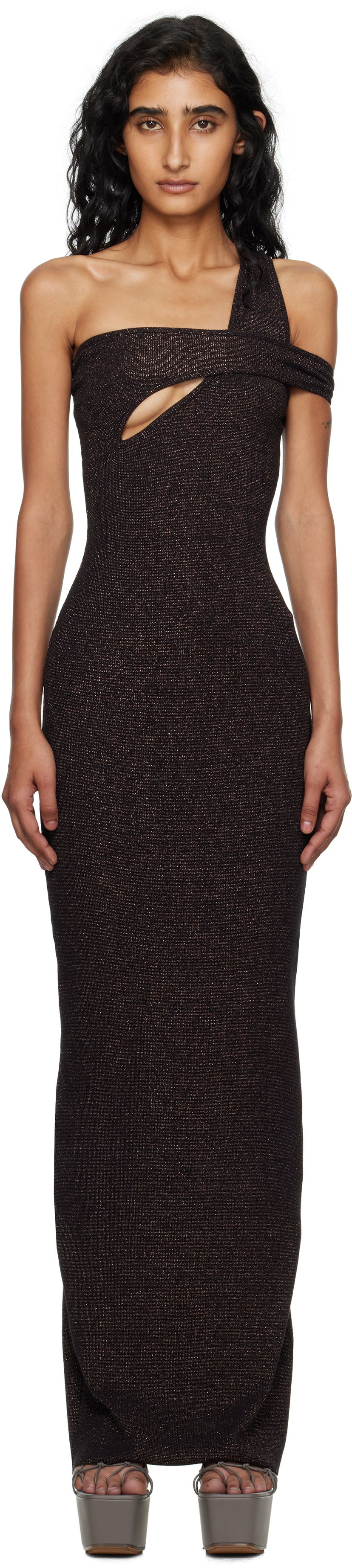 Kjole Ottolinger Ottolinger Twisted Rib Maxi Dress Sort | 104-502004-01