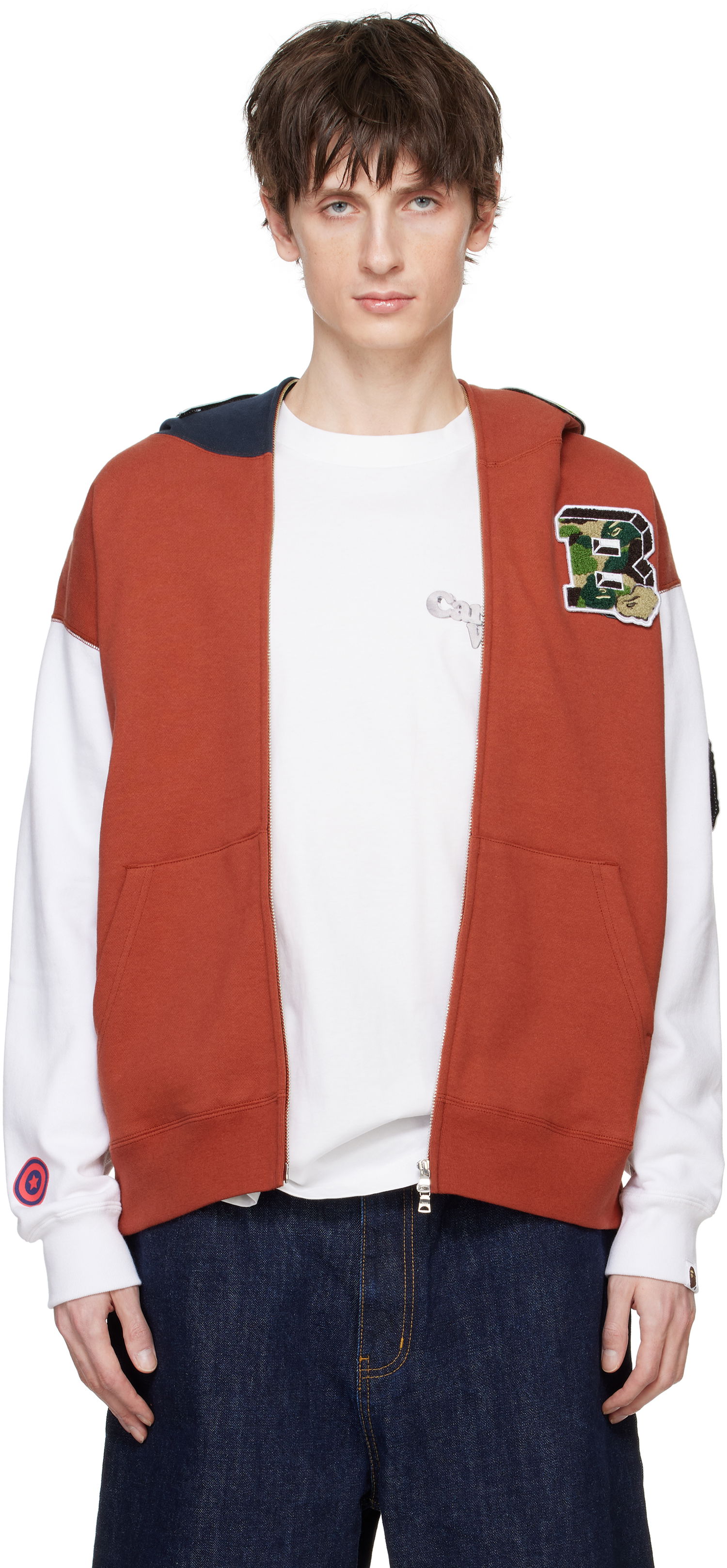 Sweatshirt BAPE A Bathing Ape Shark Full Zip Hoodie Orange | 001ZPK701303M, 0