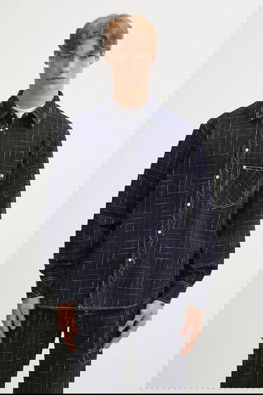 Skjorte KENZO Weave Casual Relaxed Fit Denim Shirt with Classic Collar Flerfarvet | FF65DC4226V1, 0