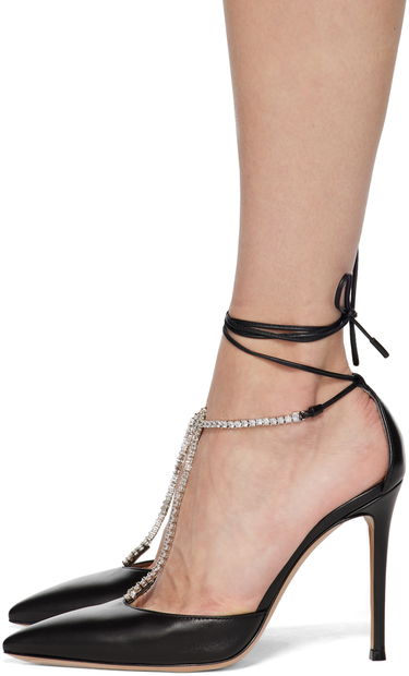 Sneakers og sko Gianvito Rossi Crystal-Embellished Leather Heels Sort | G40329.15RIC.NAP, 2