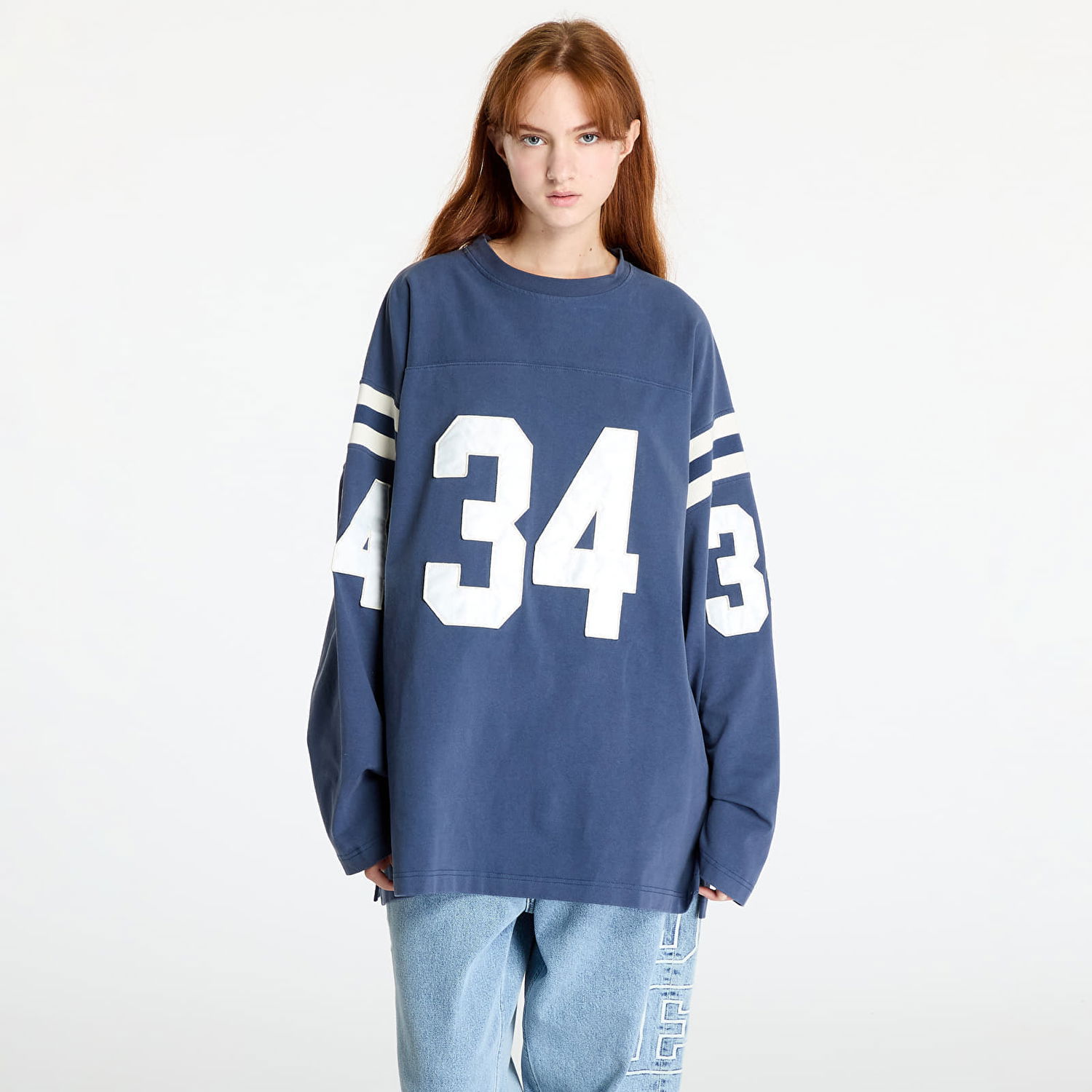 T-shirt Ambush Football L-S T-Shirt UNISEX Insignia Blue/ Tofu Blå | BMAB004F24JER0014531, 1