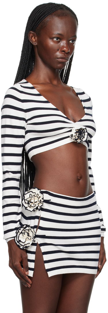Sweater Jean Paul Gaultier Jean Paul Gaultier 'The Flower' Striped Crop Top Hvid | 23/12-F-PL029-M048-0359, 1