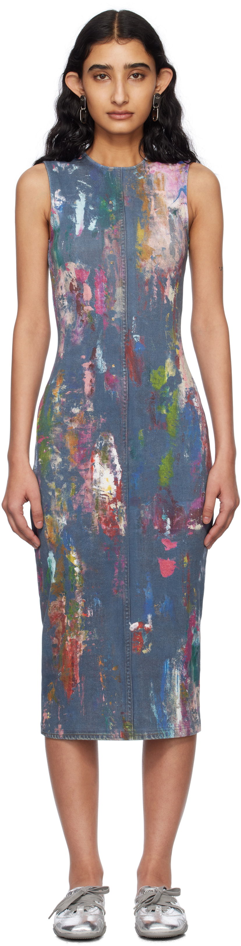 Kjole Acne Studios Acne Studios Paint Splatter Midi Dress Blå | A20788-