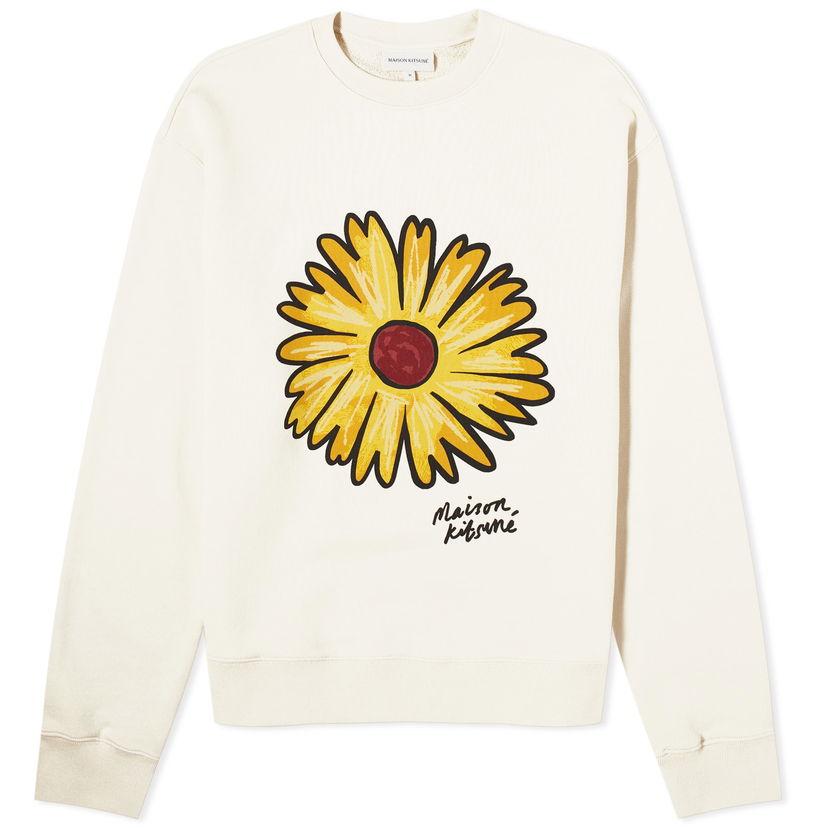 Sweatshirt MAISON KITSUNÉ Maison Kitsuné Floating Flower Crew Sweat Hvid | MM00317KM0321-P205