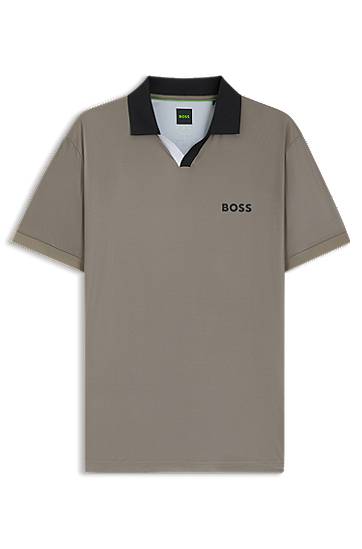 Polo skjorte BOSS Active slim-fit ripstop polo shirt with colour-blocking Grå | 50543348