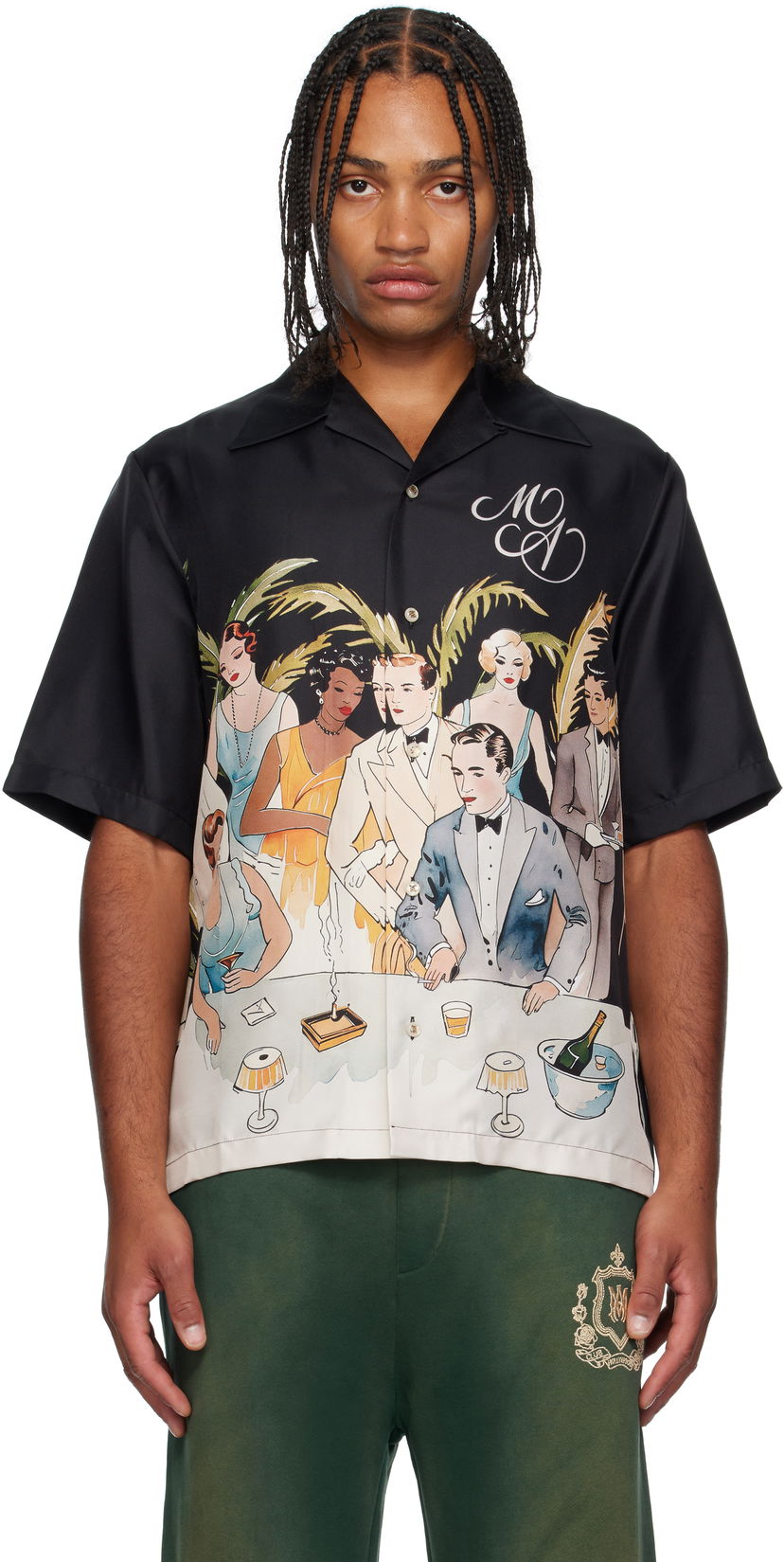 Skjorte AMIRI AMIRI Bar Scene Resort Shirt Sort | AMSTCA1192