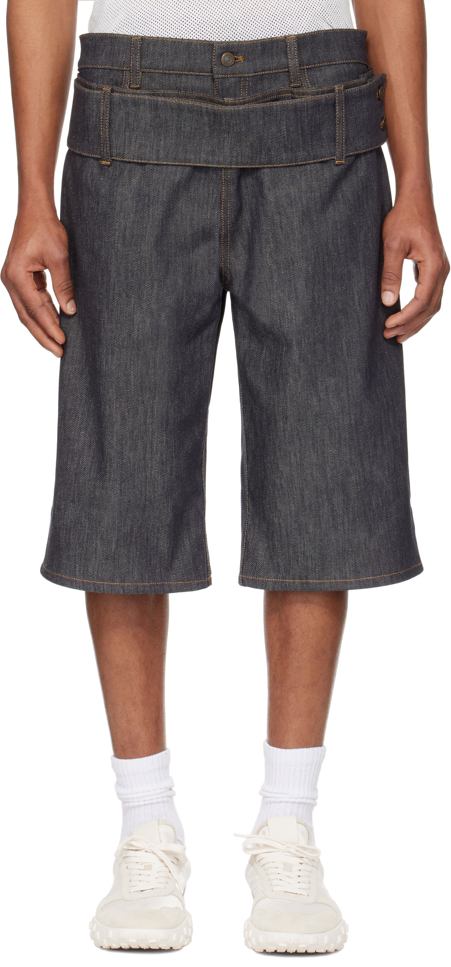 Shorts Courrèges Courrèges Double Belted Denim Shorts Blå | 125DSH050DE0035, 0