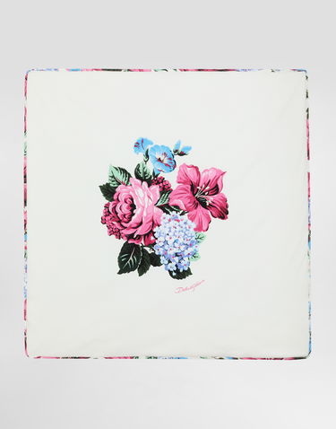 Tørklæde Dolce & Gabbana Dolce & Gabbana Floral Print Interlock Blanket Hvid | LNJAE7II7HTHA5MH, 0