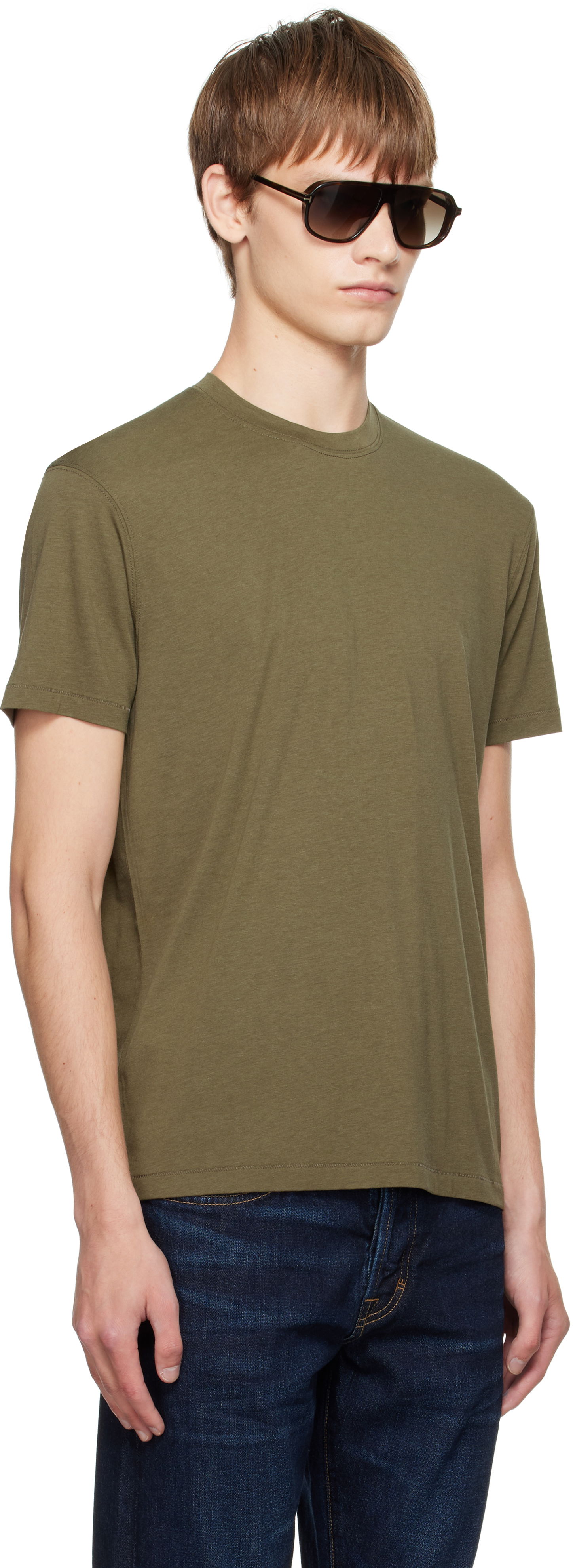 T-shirt Tom Ford TOM FORD Lyocell Cotton Crewneck T-shirt Grøn | JCS004-JMT012, 1