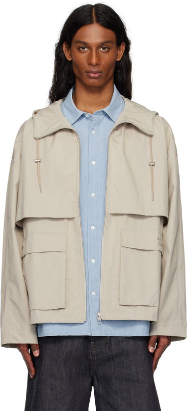 Vindjakke MAISON KITSUNÉ Maison Kitsuné Hooded Windbreaker Jacket Beige | OM02113WW9056, 0