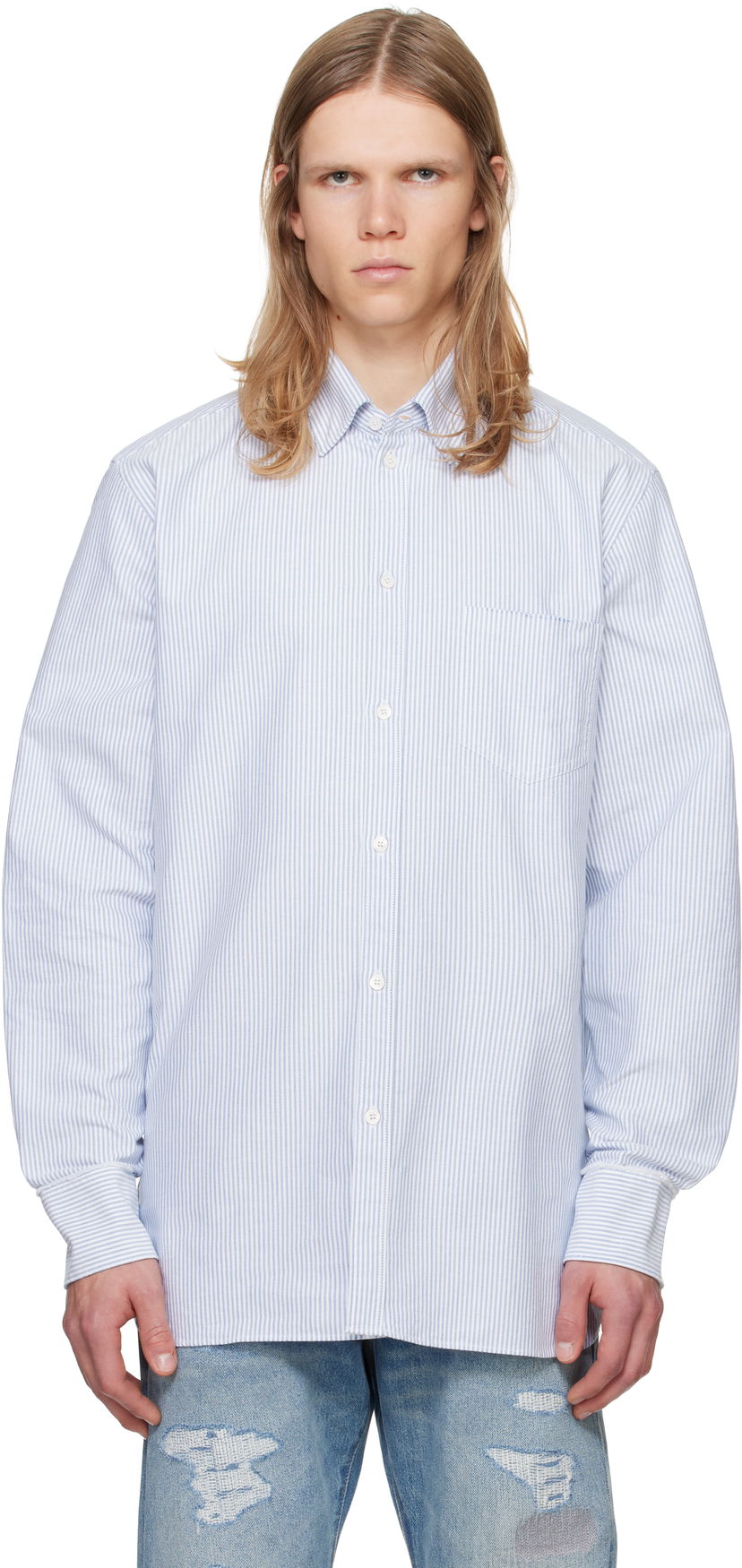 Skjorte Golden Goose Narrow Stripes Shirt Blå | GMP00246.P000548.80197