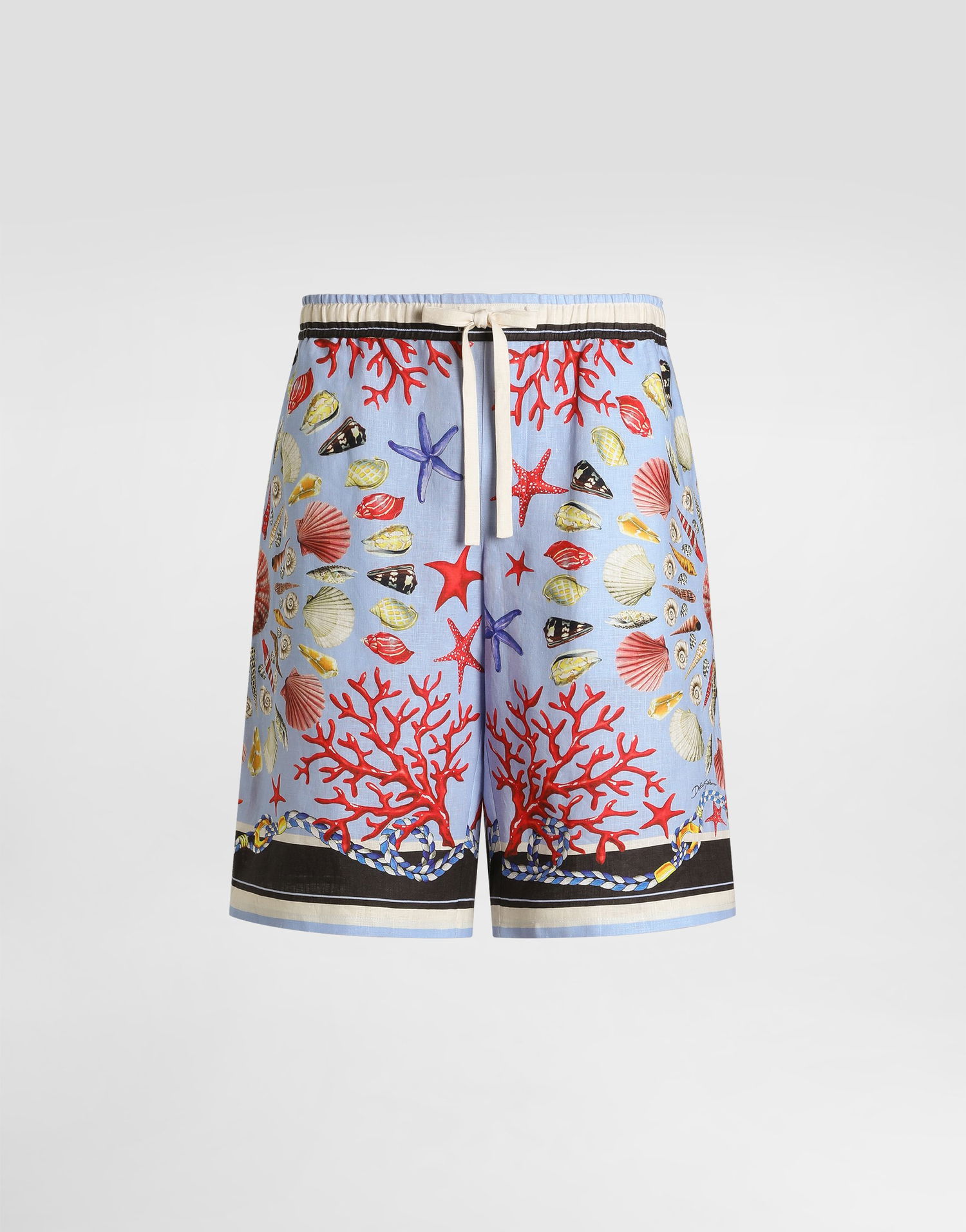 Shorts Dolce & Gabbana Dolce & Gabbana Shell-Print Linen Drawstring Shorts Blå | GV37ATFP4NRHC5PJ, 0