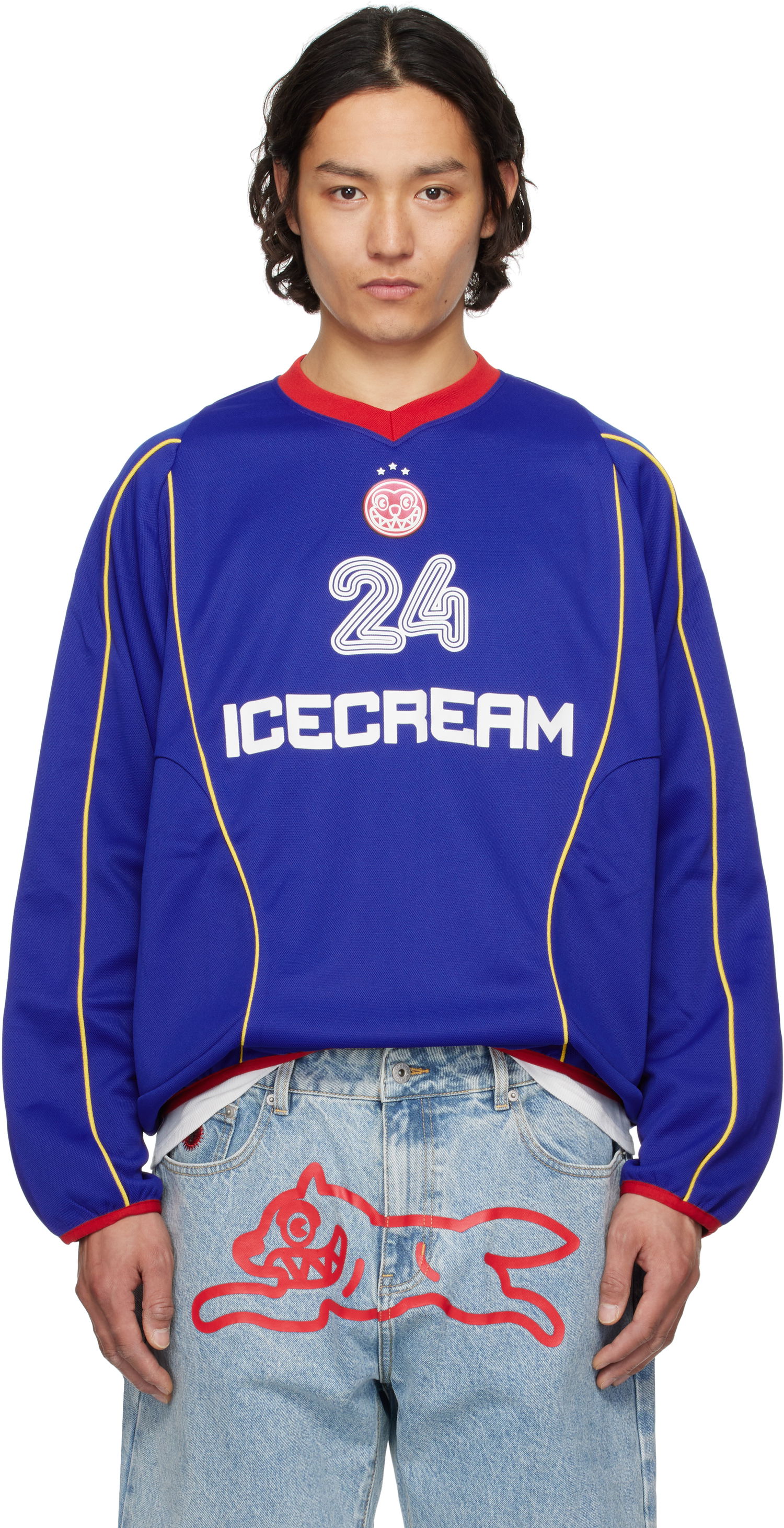 Sweater BBC IceCream ICECREAM Football Long Sleeve Jersey T-Shirt Blå | IC25140, 0