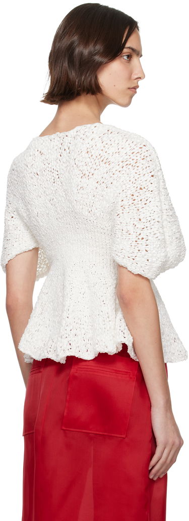 Sweater Khaite KHAITE Mathilde Peplum Knit Top Hvid | 9812121, 2