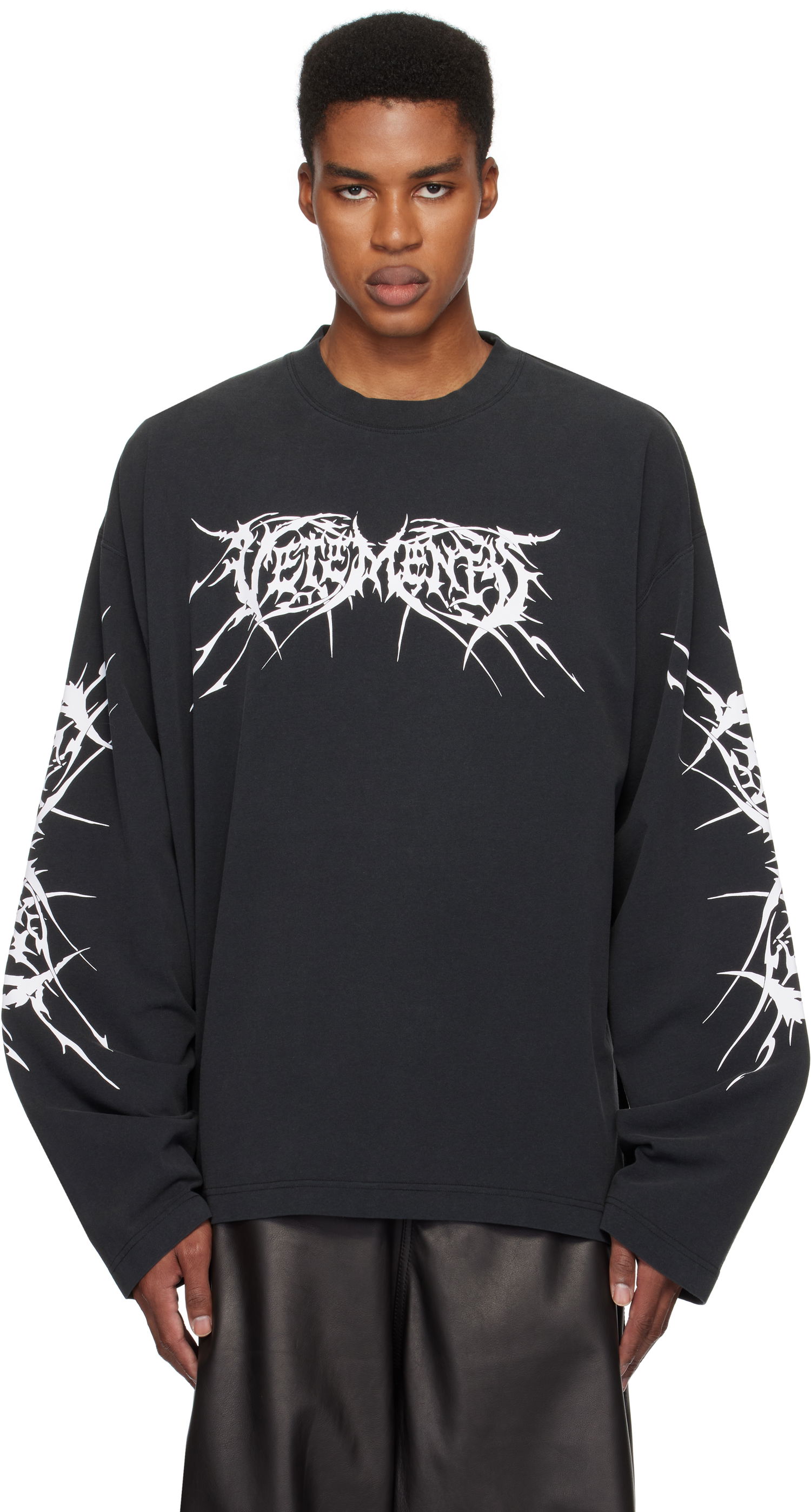 T-shirt VETEMENTS Metal Long Sleeve T-Shirt Sort | UA66LS610BW, 0