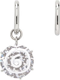MM6 Maison Margiela Silver Crystal Spiral Drop Earrings