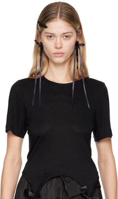 Øreringe Simone Rocha Simone Rocha Bow Ribbon Drip Earrings Sort | ERG410 0903, 2