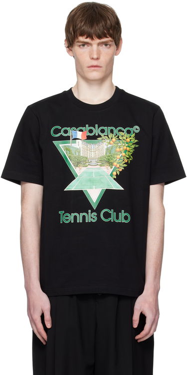 T-shirt Casablanca Casablanca 'Tennis Club' Icon Short-Sleeve T-Shirt Sort | MPF25-JTS-001-21-EX-FLANNELS, 0