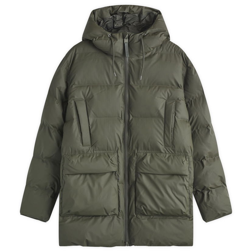 Puffer jakke Rains Rains Alta Long Puffer Cargo Jacket, Size Medium Grøn | 15210-03