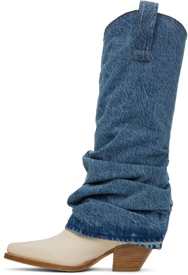 Tøj R13 R13 Mid Cowboy Denim Sleeve Boots Blå | R13S0107-DEN, 2