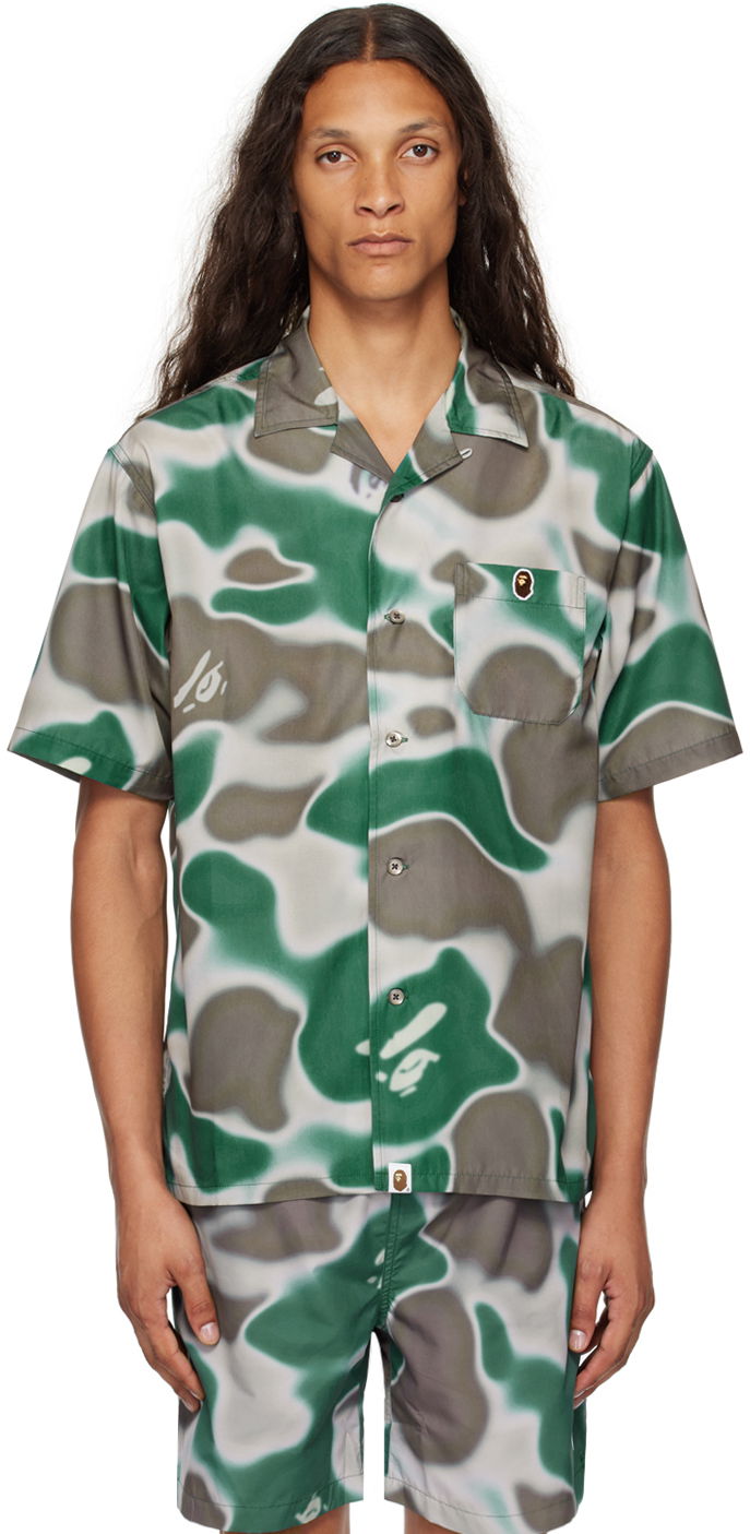 Skjorte BAPE BAPE Green & Gray Liquid Camo One Point Shirt Grøn | 001SRK301004M