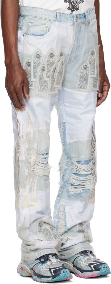 Jeans Who Decides War Who Decides War 'WDW' Winged Organza Denim Jeans Blå | 1121180008SS25, 1