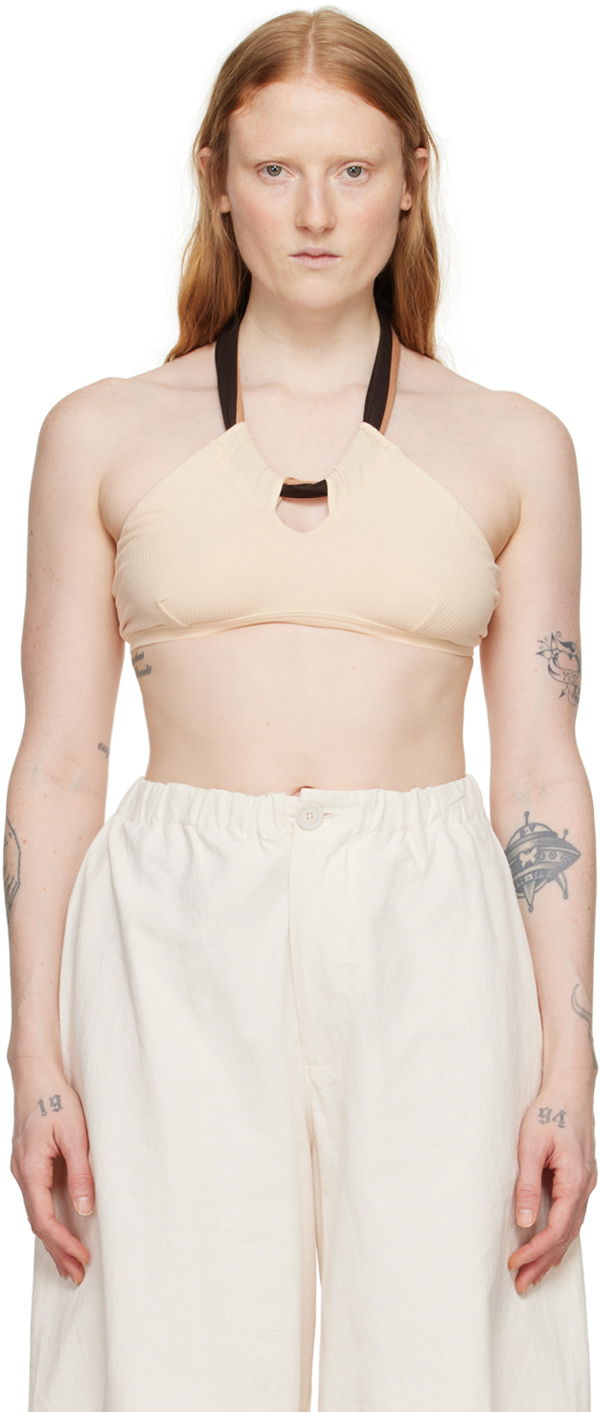 Crop top Baserange Beige Halter Neck Bra Beige | BRCI-RB-SU24