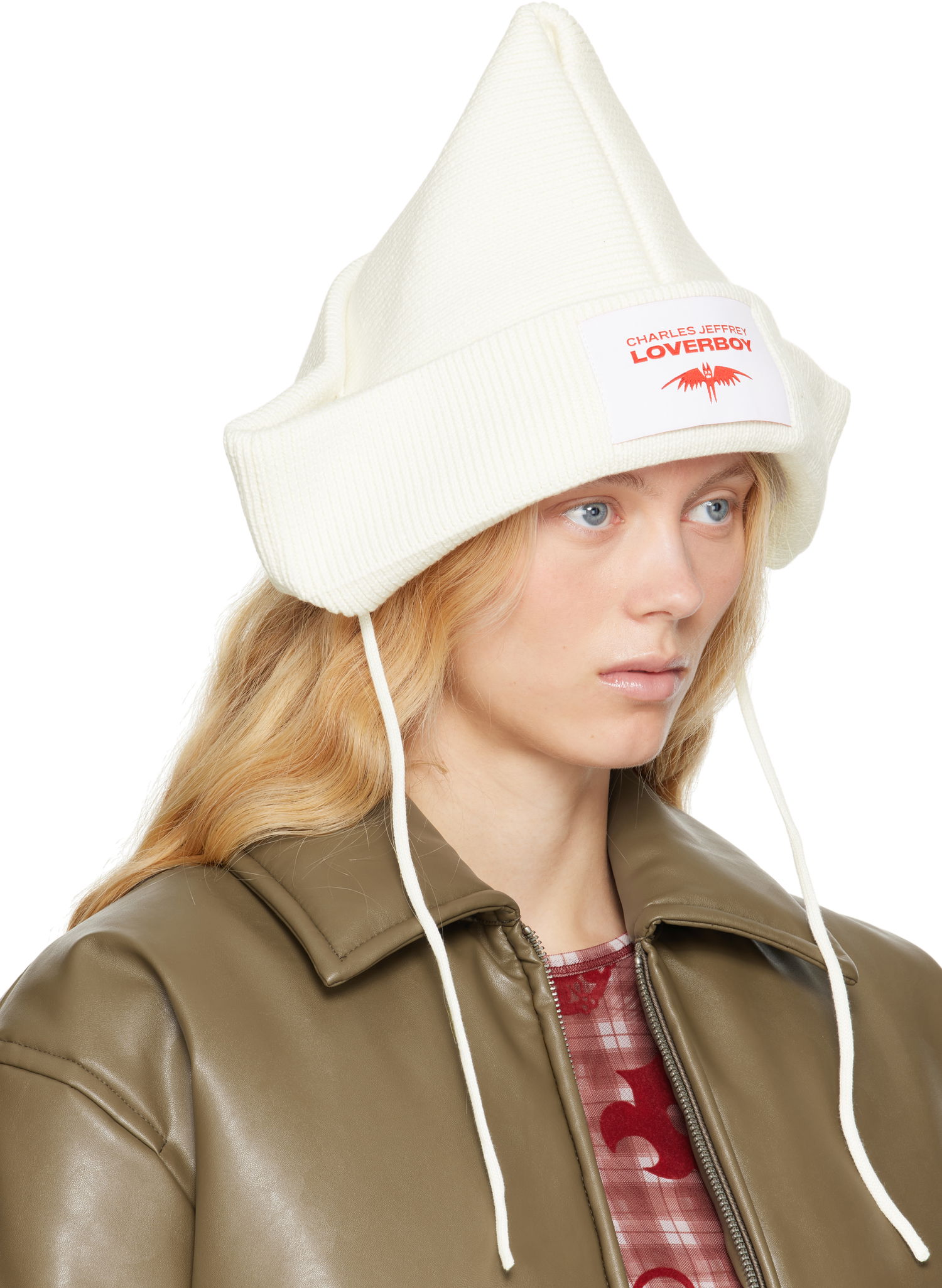 Hat Charles Jeffrey Loverboy Charles Jeffrey LOVERBOY Paper Boat Knit Beanie Hvid | 54130702, 1